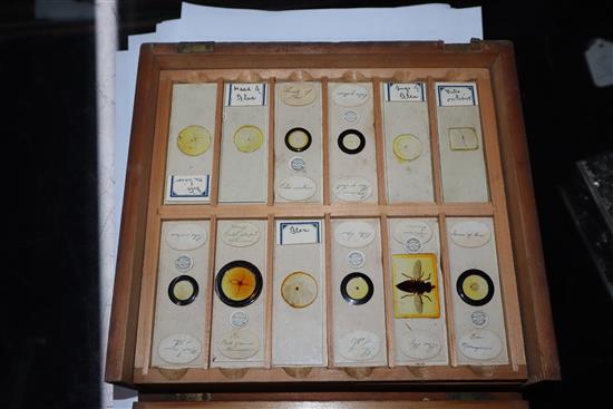 Two cases of scientific microscope slides many by Dareston, Birmingham